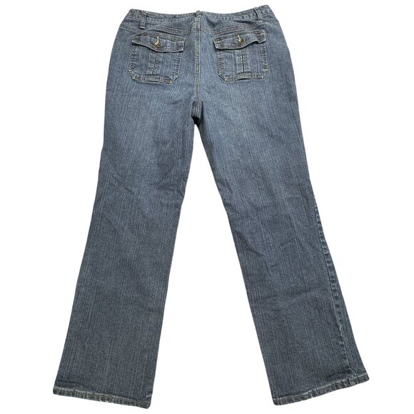 ana A New Approach Womens 16W Denim Jeans Bootcut Blue Button Flap Pockets - Picture 2 of 13